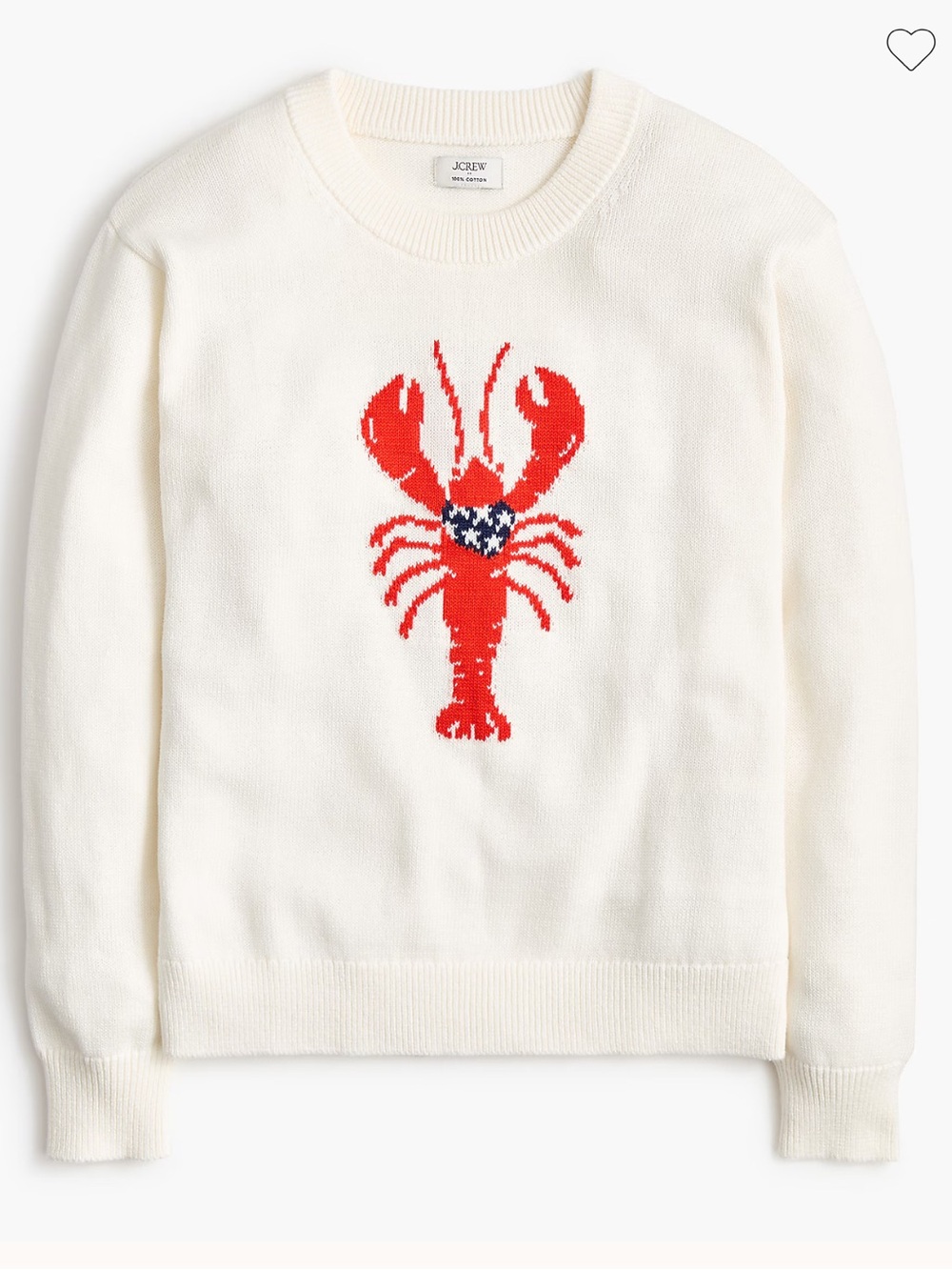 NWT J. Crew Americana Lobster Sweater Ivory Cotton Knit Coastal Preppy M - Picture 3 of 9